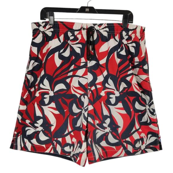 Tommy Hilfiger Men's Mesh Lined Swim Trunks Board Shorts Red White Blue Large - Picture 1 of 5
